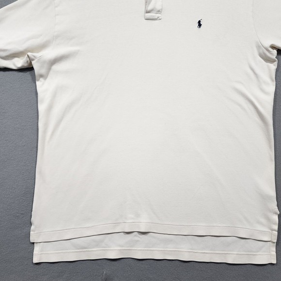 Ralph Lauren Polo Shirt Mens XL White Solid 100% Cotton Black Pony Vintage - Picture 6 of 16